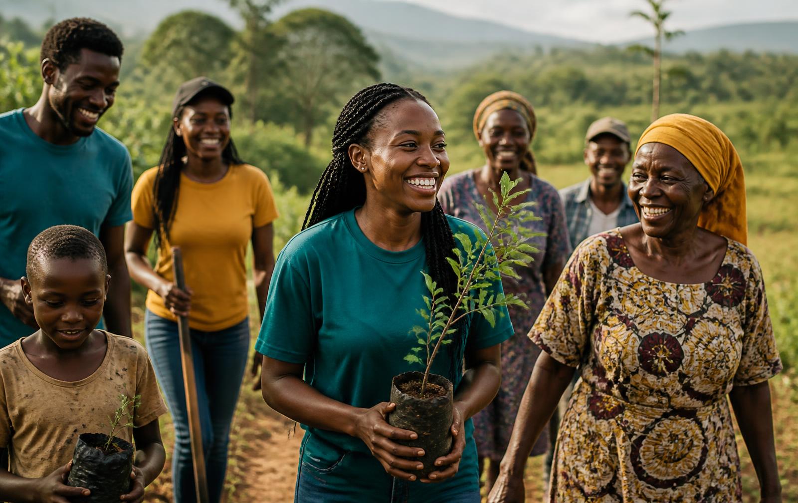 Volunteers working together in a Kenyan community